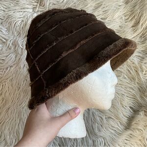 Stupp Furs Brown Sheepskin Fur Shearling Striped Hat EUC One Size